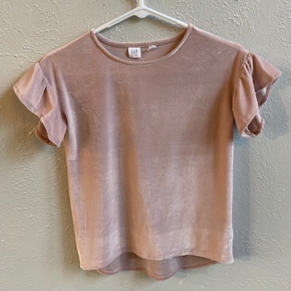 Light Pink Velvet Ruffle Sleeved Top